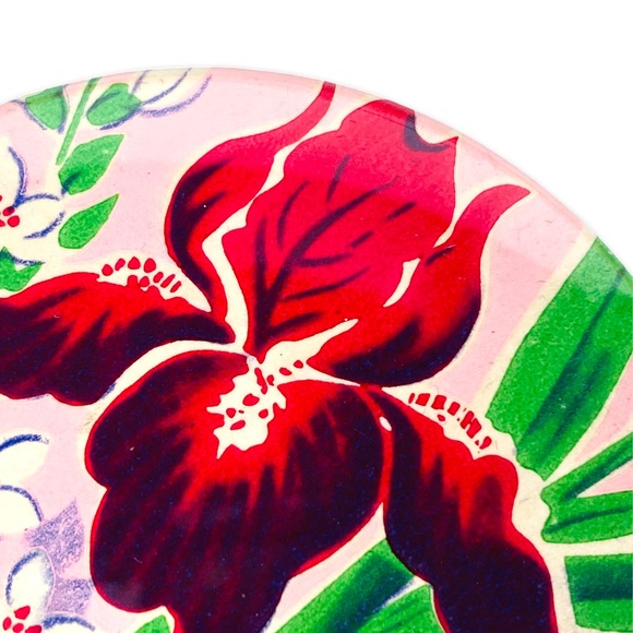 Vintage 1950's Wrapping Paper Upcycled Pocket Purse Mirror 3" - Picture 8 of 10